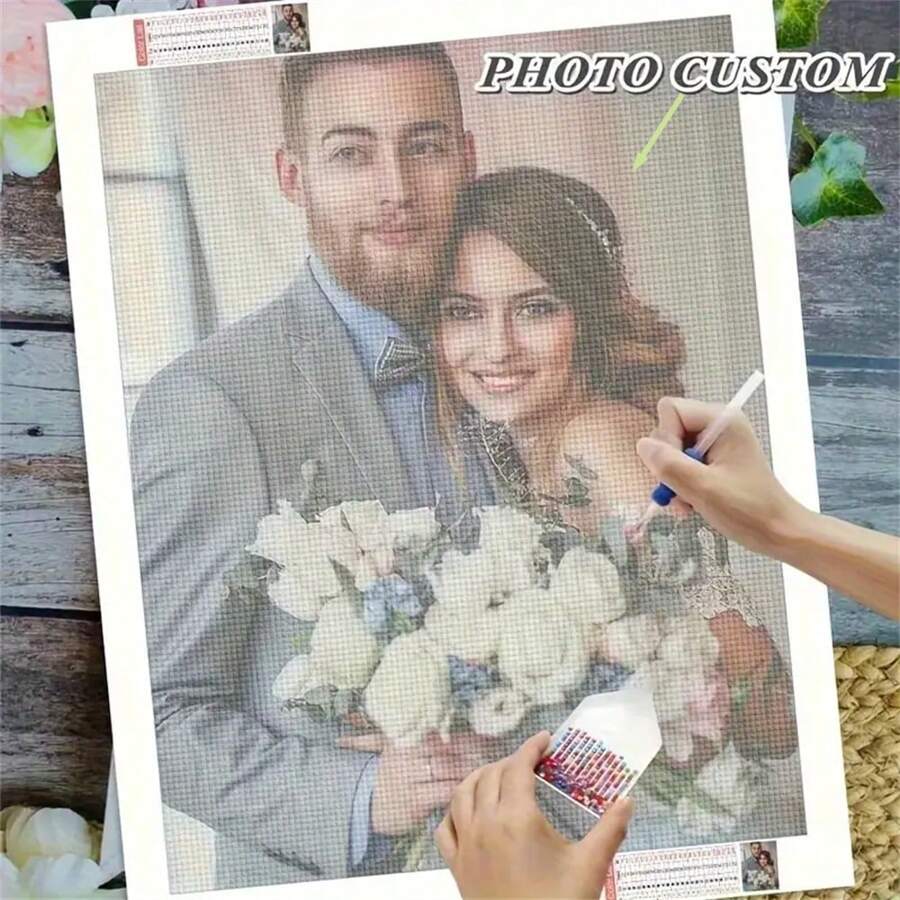 Custom Diamond Painting - Personalized Diamond Painting Made By Uploading Your Photo, Custom Portrait Painting, Pet Photo Painting, Couple Photo Painting, Family Portrait Painting, Full Round Diamond Painting On Canvas, Mosaic Handmade, Gift, Surprise Gift. The Clearer The Image, The Better The Effect. Frameless., Multi-Functional, Anti-Mold, Modern, For Anniversaries, For Birthdays, Kitchen, Dining Room, Bedroom, Office, Living Room, Home, Garden, Tea Room, Home Decor, Back To School Fashion