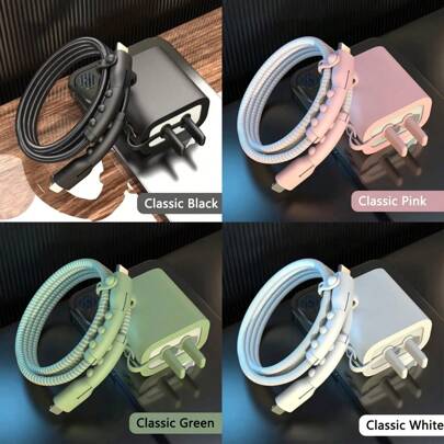 5 piezas Fundas protectoras de cargador, prácticas cubiertas de silicona a prueba de polvo y antirrotura para cables de carga compatible con Apple 18W y 20W, protector de cable de carga de silicona