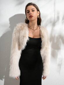 RELISH NOLESS Women Short Fluffy Coat For Elegant Gatherings In Winter