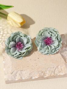 1 对超大 3D 鲜艳玫瑰花耳钉，欧美复古夸张时尚街头耳环，送给女性的可爱礼物，6 种颜色可选 - 立體薔薇花耳釘 - 查看 5