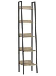 VASAGLE Ladder Shelf, 4-Tier Narrow Shelf, Bookshelf For Home Office, Living Room, Bedroom, Kitchen, Industrial, Rustic Brown And Ink Black - Chocolate Brown - View 6