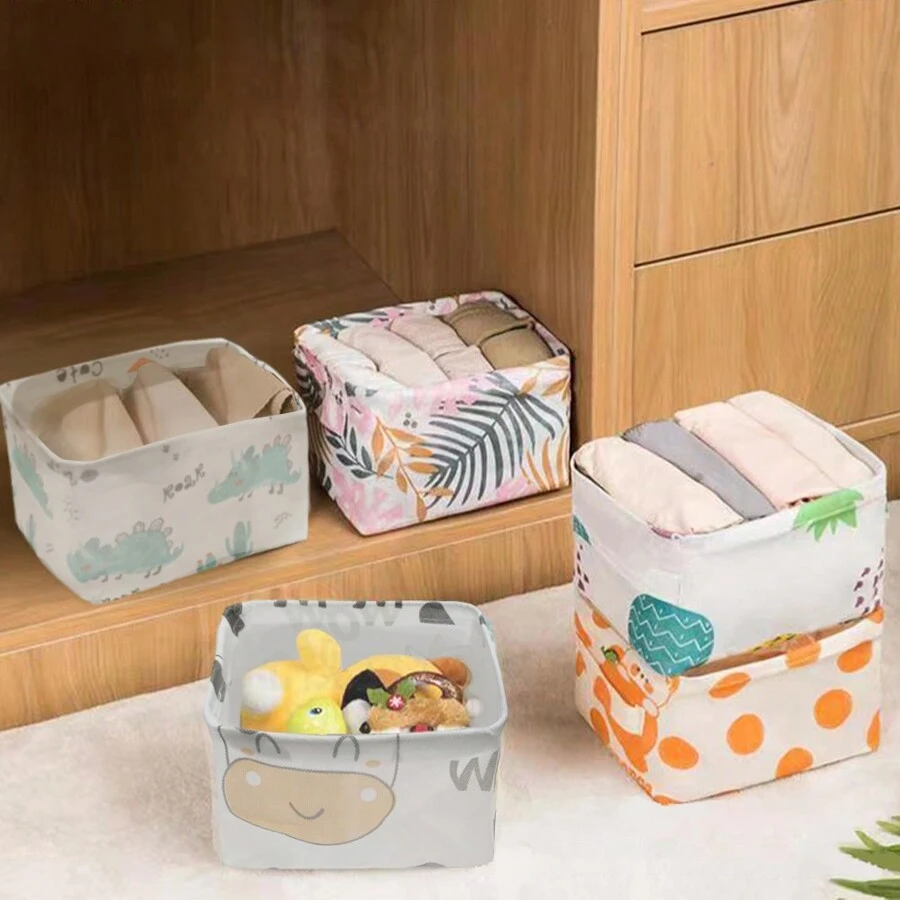 1pc Foldable Fabric Multifunctional Storage Basket, Multiple Patterns