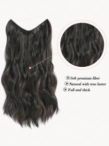 Tóc nối vô hình màu nâu đậm điểm xuyết highlight, tóc dài gợn sóng kèm băng đô trong suốt, kiểu tóc nối đuôi cá bí mật dành cho nữ. - Màu dương cầm - Xem 4