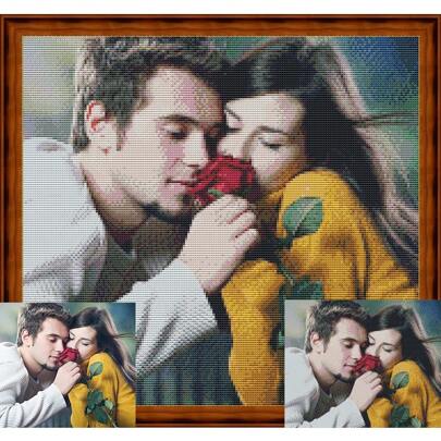 HuaCan 1pc DIY Photo Custom Cross Stitch With Your Own Photo Personalized Embroidery 11CT Thread Wedding Birthday Anniversary Housewarming Gifts Handmade Home Decoration