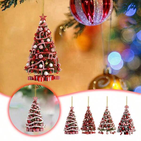 Weihnachtsdekoration Weihnachtsbaum Anhänger, Weihnachtsbaum Feiertags Dekoration, flacher Weihnachtsschmuck Anhänger, Heim-Party Dekoration (zufälliger Stil)