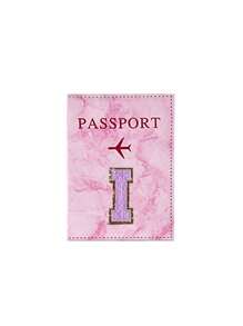 1 Stück Passcover, lila Handtuch mit A-Z Buchstaben Stickerei, unisex RFID Vintage Business Passhülle, tragbare multifunktionale ID/Bankkarten PU Leder Geldbörse - Pink - Übersicht 29