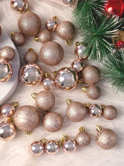 44Pcs-Champagne Christmas Ball Ornaments, Christmas Tree Pendant, Shatterproof Christmas Tree Decoration Hanging Balls For Holiday Wedding Party Decoration,Christmas Decor, Christmas Tree Ornament Decor Best Gifts Birthday Home Decor Christmas Decorations Room Decor Winter
