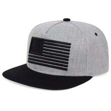 1顶男士美国国旗刺绣嘻哈帽，时尚运动棒球帽，可调节防晒，适合春秋季郊游、旅行、海滩、派对、夏季、假日等休闲场合。 - 彩色 - 查看 15