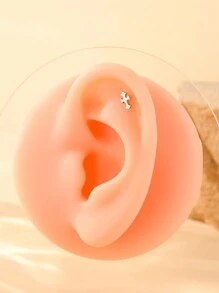 1 Chữ Thập Bằng Thép Không Gỉ Hình Chữ Thập Tối Giản Thời Trang Nhỏ Bông Tai Nữ Đeo Hàng Ngày - Bạc - Xem 4