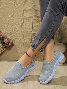 Women's Breathable Mesh Flat Shoes, Casual Sports Walking Sneakers