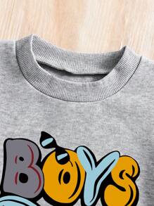 Tween 男孩套装 - 字母印花圆领运动衫和运动裤