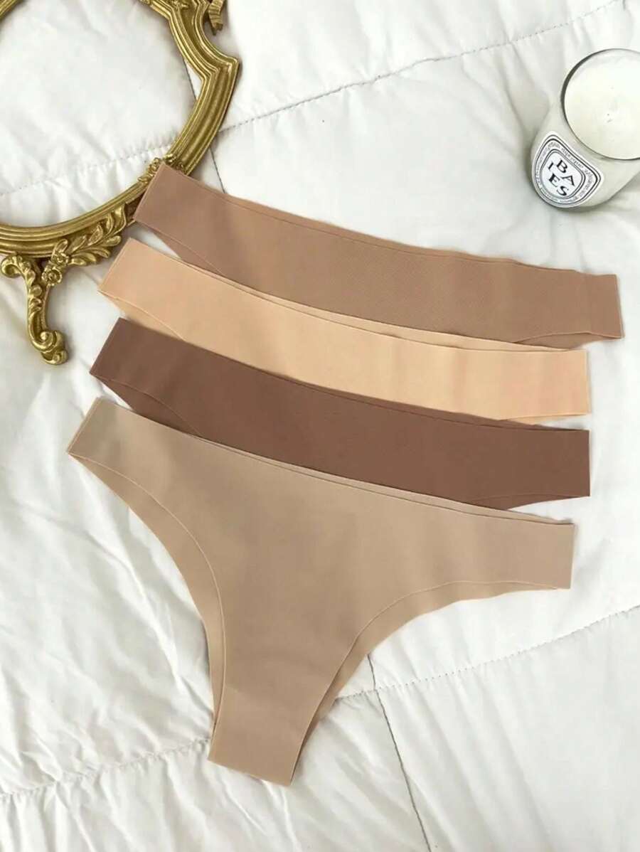 Set Of 4 Seamless Thong Panties - Assorted Colors For Everyday Use - Nhiều màu - Xem 1