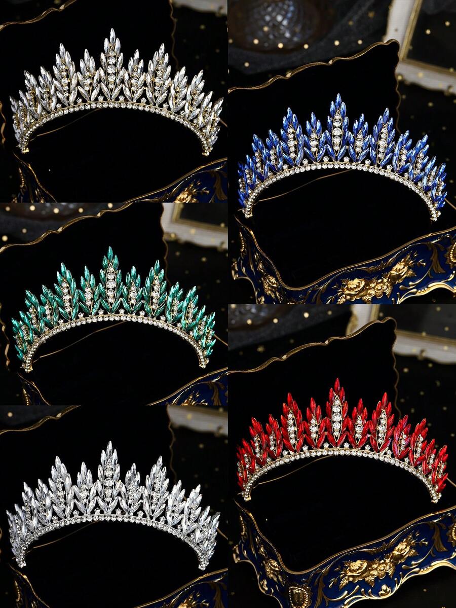 1pc Tiaras And Crowns For Women Wedding Tiara For Bride Rhinestone Queen Crown Crystal Costume Hair Accessories For Birthday Prom Quinceanera Celebration