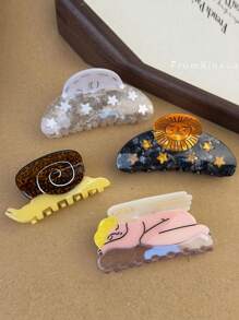 1pc Korean Unique Acrylic Snail Claw Hair Clip, Creative Sun Star Hair Claw For Back Of Head Hair Accessory Hair Clips Hair Jaw Clip Hair Clamps Hair Clutch Hair Catcher Clip