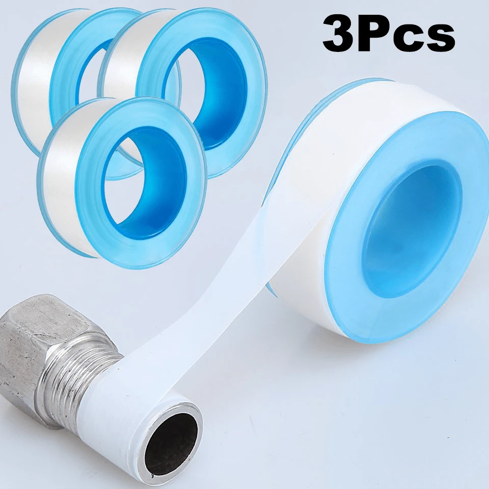 3 chiếc băng keo ống nước PTFE, băng keo niêm phong không dầu, băng keo niêm phong ren, băng keo niêm phong ren ống màu trắng, vật liệu thiết yếu cho gia đình - Màu xanh lam - Xem 1