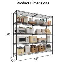 5 Tier Wire Shelving Garage Shelving Storage Shelves Heavy Duty,59" W X59 H X 13.8" D  Adjustable Garage Shelves,Utility Shelf Rack For Storage Warehouse Pantry Closet,Basement Pantry Storage Shelves
