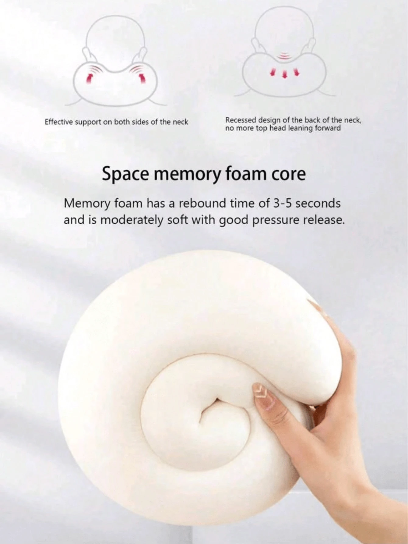 Removable UShape Neck Pillow, Memory Foam Neck Support Pillow For