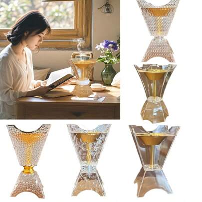 1 件手工制作的有机玻璃香炉，大尺寸水钻元素香台，简约檀香香炉烛台，室内桌面装饰工艺品，适用于 Rama Al-Adha、冥想、沉思、茶道和日常家居装饰，时尚实用的新款香炉