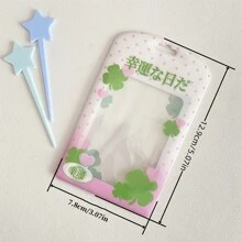 Four-Leaf Clover Strawberry Phpto Card Holder Can Put Student Card Holder Keychain,School Supplies,Back To School - Color - View 14