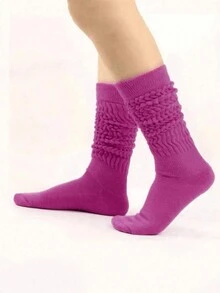 5双秋冬多色混搭玫瑰甜美日常简约百搭多种穿法风格加厚保暖亲肤舒适男女情侣长筒叠穿袜 - 彩色 - 查看 7