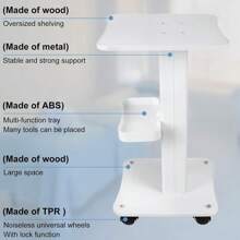 Beauty Machine Trolley Cart, 3 Tiers Esthetician Cart With Wheels, Aluminum Salon Rolling Cart Work Station For Spa Pedicure Tattoo Craft Supplies Load 220 LBS - 白色 - 查看 4