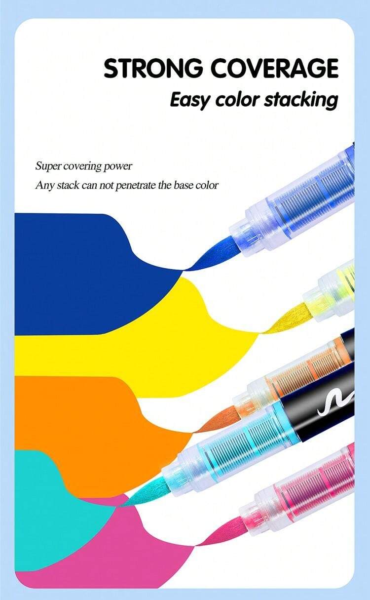 12colors/Set Acrylic Paint Pens Pencils Brushes Markers Set, No Need To