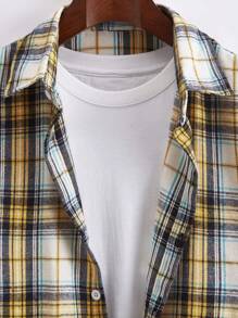 男士休闲格子长袖衬衫，适合商务通勤，春秋季