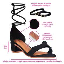 Women's Sandals With Thick Heel, Bow, Knot, And Party Tie, Promotion - 黑色 - 查看 3