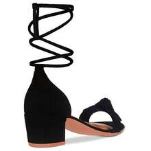 Women's Sandals With Thick Heel, Bow, Knot, And Party Tie, Promotion - 黑色 - 查看 5