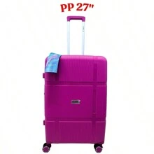 Unbreakable PP Suitcase 32kg 360 Swivel Wheels Expandable Polypropylene International Airplane Standard - Hot Pink - View 5