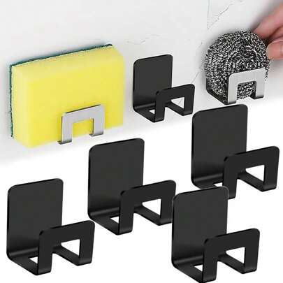 2个装不锈钢海绵架粘性水槽沥水架厨房晾干架挂架收纳架水槽配件厨房用品厨房配件厨房工具