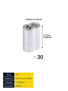 315-Pieces 8 Sizes Aluminum Crimping Loop Sleeve Double Barrel Ferrule For Wire Rope And Cable Line End Assortment Kit - M1.2-M6 - Silver - View 9