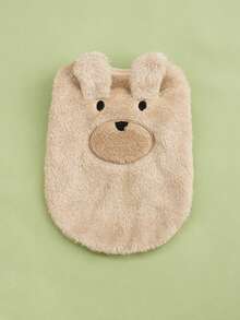 可爱熊图案毛绒无袖背心，带 3D 耳朵，秋冬 - 白色 - 查看 4