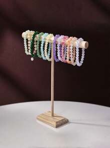 1 pièce Porte-bracelet/présentoir à bijoux en bois, bracelet en bois, chouchou, bijoux, montre, support de rangement et de présentation de bracelet. Rentrée scolaire