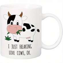Cute Cow Coffee Mug Birthday Gifts For Friend, Sister, Mothers Day Gifts For Mom, 11oz Ceramic Travel Mug For Coffee Lovers On The Go, Perfect For Birthday, Holiday, Thanksgiving & Christmas Gifts, Party Gifts
