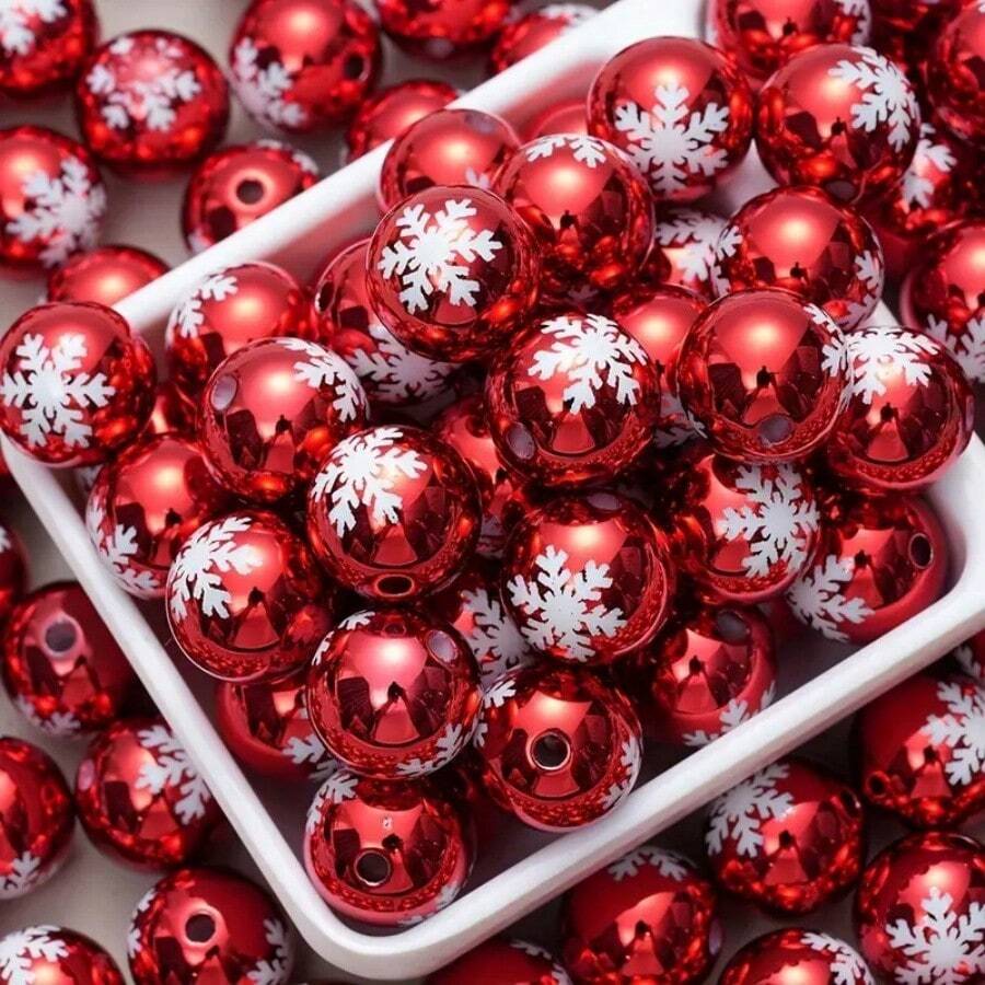 20 hạt trang trí Giáng sinh hình bông tuyết đỏ và trắng rực rỡ - 1,6cm được chế tác hoàn hảo để làm đồ trang sức DIY, quà tặng thủ công, đồ trang trí ngày lễ và các dự án thủ công lễ hội - lý tưởng để thêm một chút ma thuật mùa đông vào các sáng tạo của bạn - Trộn màu sắc - Xem 1