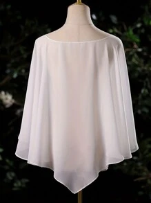 1pc Women's Plain Thin Shawl Poncho Cape, Sun Protection, Breathable, For Dress Outfit