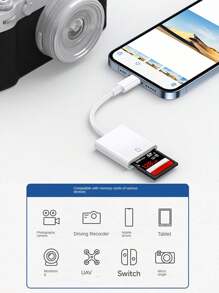USB-C SD卡讀卡機，USB-C記憶卡轉接器，適用於Type-C OTG設備的野外攝影機檢視器。兼容SD、SDHC、SDXC、UHS-I、UHS-II卡，適用於平板電腦、筆記型電腦和Android設備。即插即用，兼容各種USB-C設備，包括筆記型電腦、平板電腦和智慧型手機。 - 白色 - 查看 5