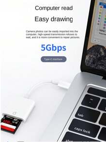 USB-C SD卡讀卡機，USB-C記憶卡轉接器，適用於Type-C OTG設備的野外攝影機檢視器。兼容SD、SDHC、SDXC、UHS-I、UHS-II卡，適用於平板電腦、筆記型電腦和Android設備。即插即用，兼容各種USB-C設備，包括筆記型電腦、平板電腦和智慧型手機。 - 白色 - 查看 7