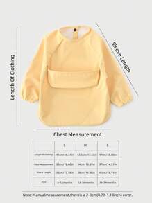 1 件米色兒童長袖 Pu 雙面餵食圍兜、嬰兒防水圍兜和圍裙,帶超柔軟口袋 - 彩色 - 查看 9