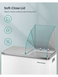 SONGMICS SONGMICS Double Compartment 2 X 30 L Rubbish Bin With 15 Bin Bags, Metal Foot Pedals, 2 Internal Plastic Buckets, Lids, Handles, Soft Close, White And Grey