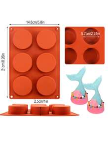 1pc/2pcs/3pcs Round Cylinder Pastry Mold, Chocolate Cookie Mold For Sandwich Cookies Muffin Cupcake Brownie Cake Pudding 6 Cavity Baking Tools