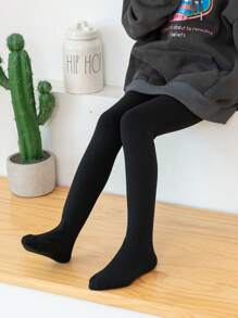 1pc Girls Plain Leggings, Warm And Comfortable, Casual Collegiate Athletic Tights For Autumn And Winter