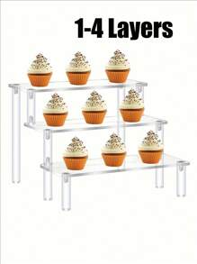1 件透明亚克力组装楼梯甜点纸杯蛋糕桌面展示架，1-4 层糕点架，寿司拼盘，宴会冷菜分层架和甜点架圣诞礼物 - 圓柱腿款 - 查看 12
