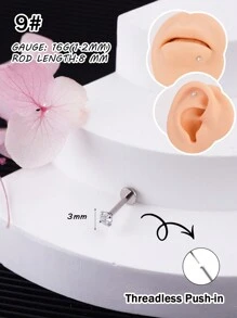 1 chiếc khuyên tai thời trang bằng đá Rhinestone trang trí bằng titan không cần xỏ chỉ màu 5A Zirconia hình hoa tai hình trái tim hình bướm G23 cấp độ cấy ghép khuyên tai hình hoa hồng - Nhiều màu - Xem 9