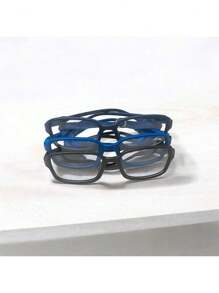 Children's Frame Acetate Silicone Glasses Non-Prescription Lens With Case S308P - 藏蓝色 - 查看 1