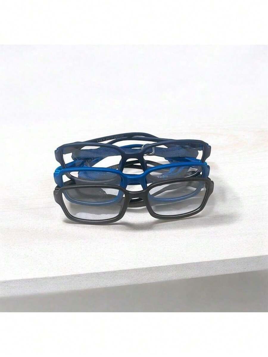 Children's Frame Acetate Silicone Glasses Non-Prescription Lens With Case S308P - 藏蓝色 - 查看 1