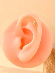 1 chiếc khuyên tai hình mặt trăng và ngôi sao bằng hợp kim đồng khảm sụn tai, nhỏ nhắn và tinh tế bằng thép không gỉ 316L dạng thanh thẳng tròn dành cho phụ nữ đeo hàng ngày - Vàng - Xem 5