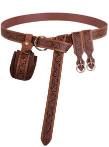 4 件文艺复兴压花腰带万圣节中世纪维京腰包连衣裙徒步旅行裙夹万圣节服装派对