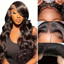 200% Density 4x4 Invisible HD Lace Front Human Hair Wig Put Cut Put On And Go Body Wave Lace Closure Wigs Bye Bye Knots Glueless Pre Plucked Virgin Brazilian Human Hair Long Wig With Baby Hair - Natural Black - 查看 7